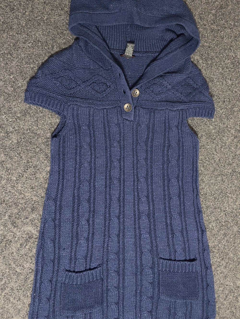Devoted Navy Blue Hooded Cable Knit Tunic – Large